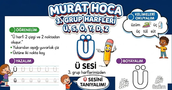 1. Sınıf Türkçe  Ü Sesi Okuma Yazma Etkinlikleri: Kapsamlı Çalışma Fasikülü