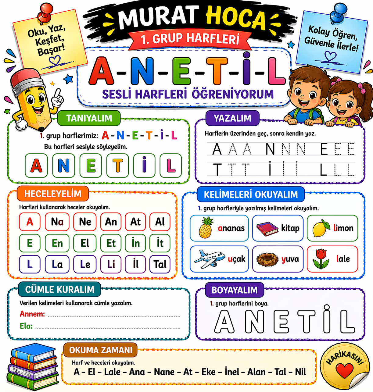 1. SINIF TÜRKÇE A HARFİ ÇALIŞMA FASİKÜLÜ