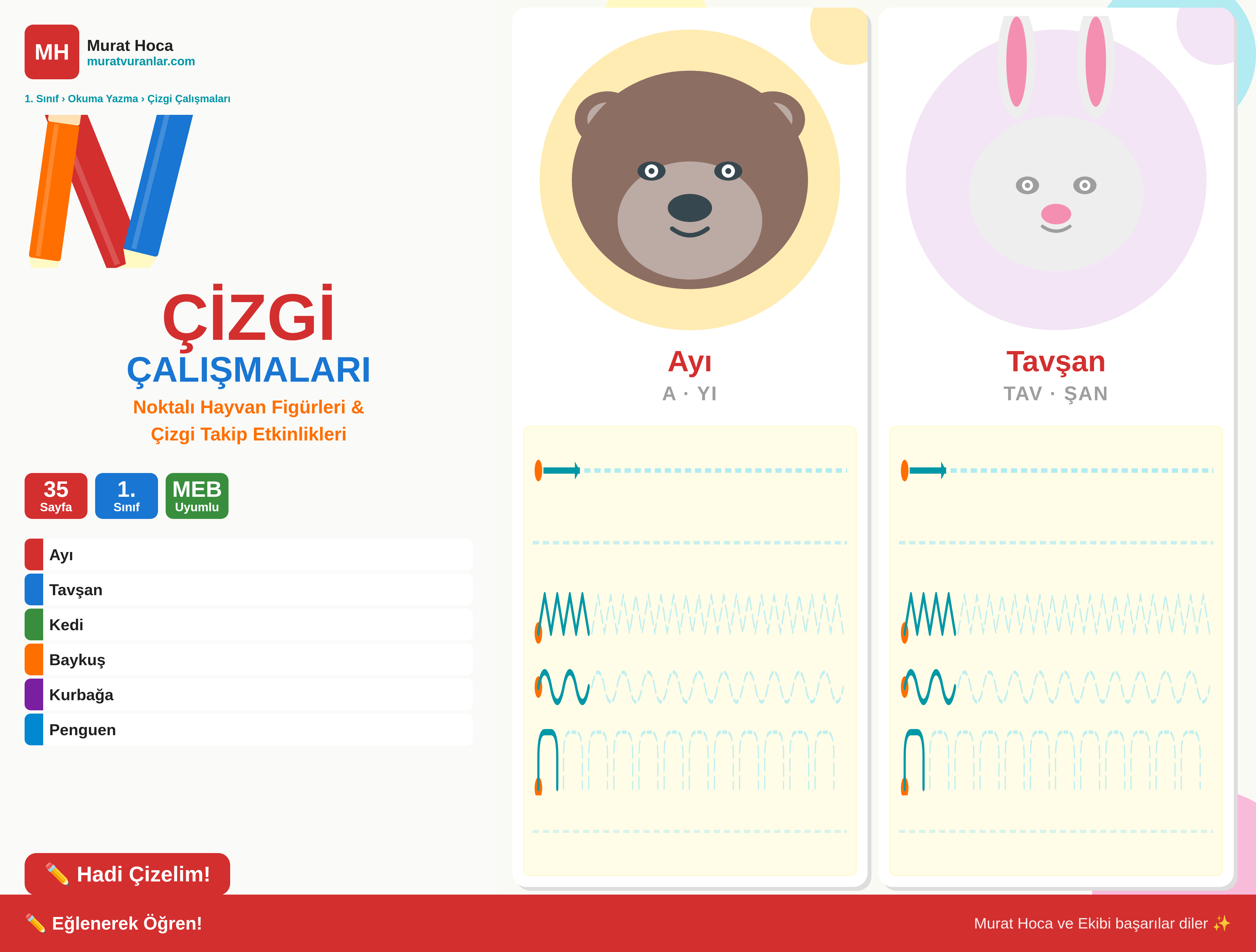 Çizgi Çalışmaları – Noktalı Hayvan Figürleri | 1. Sınıf | 35 Sayfa
