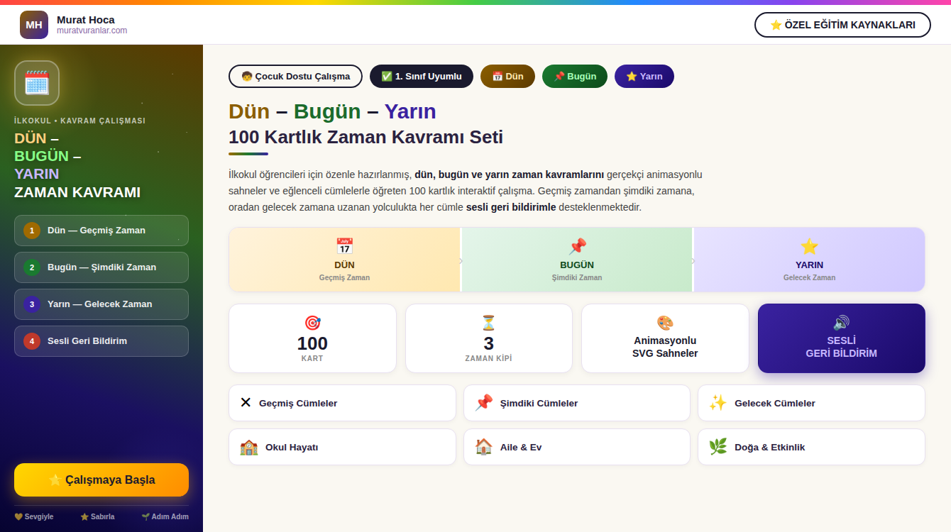 Dün – Bugün – Yarın: Zaman Kavramı Alıştırması