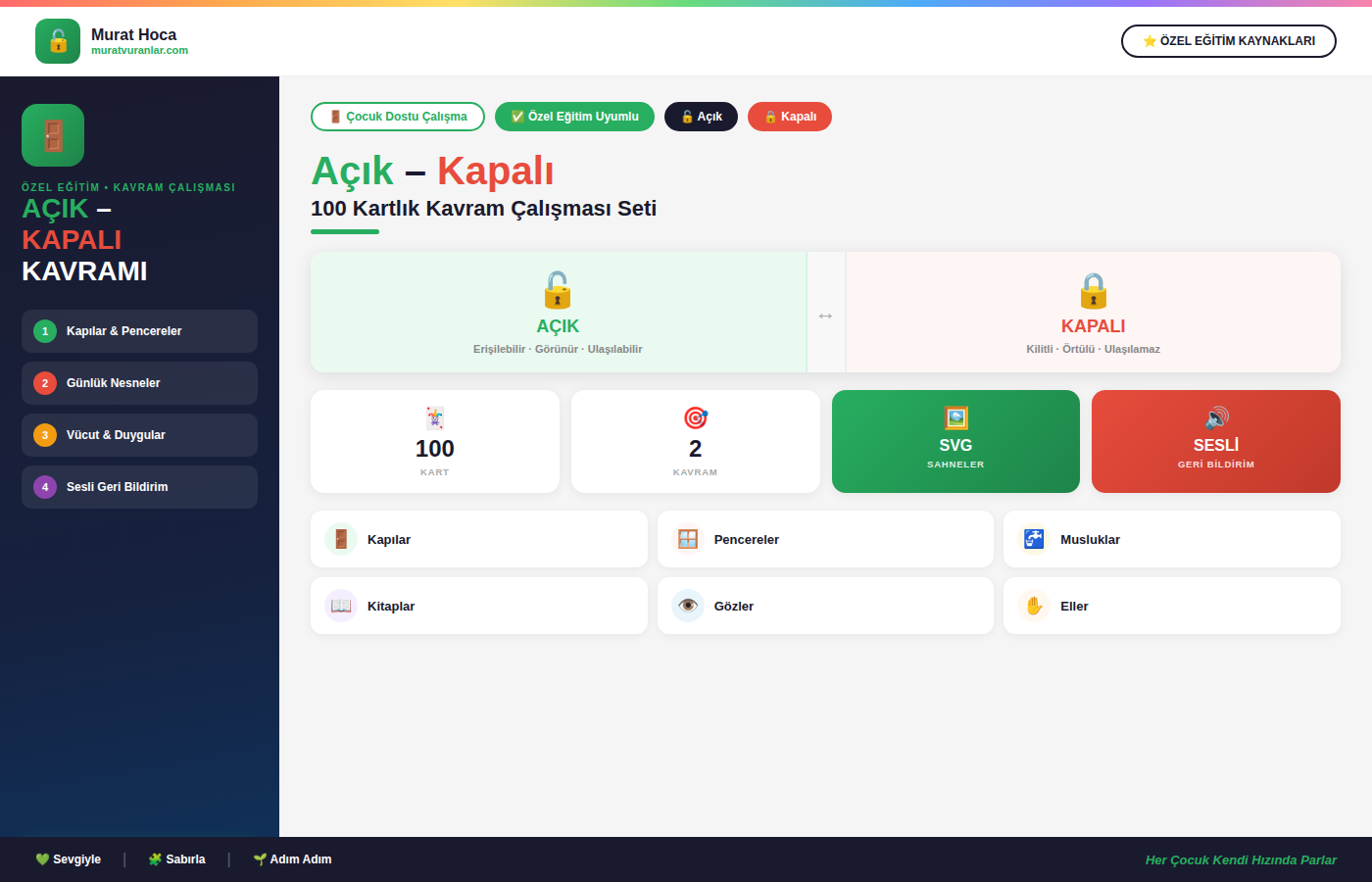 Açık – Kapalı Kavramı | 100 Soruluk Özel Eğitim Çalışması