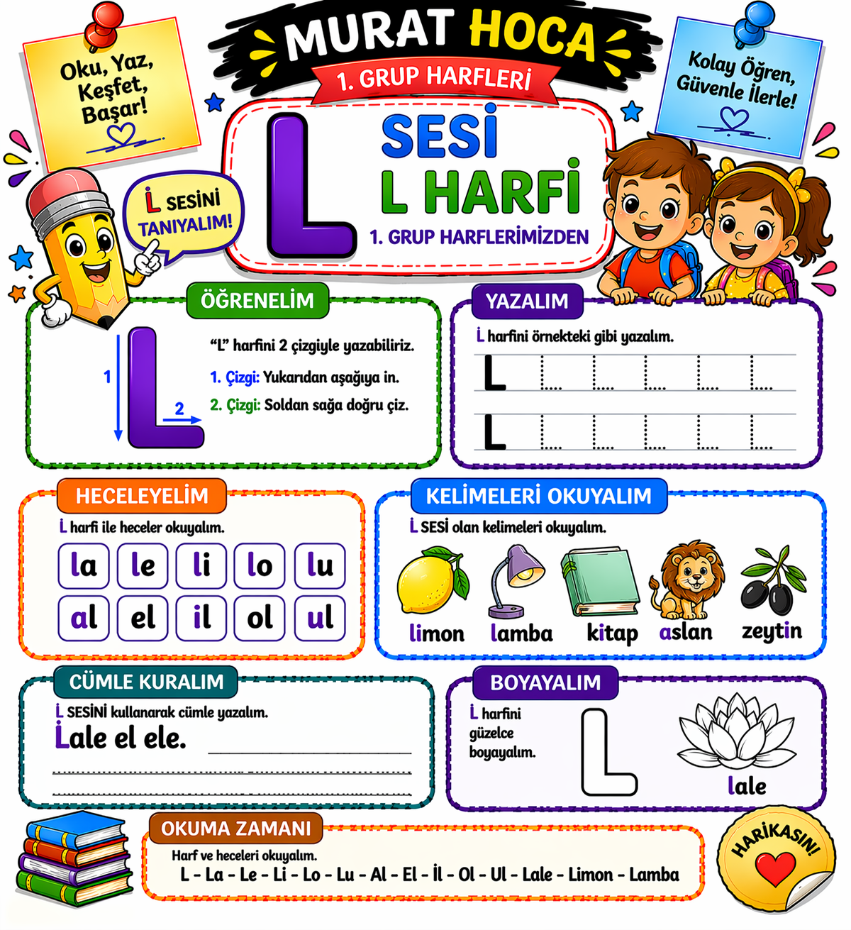 1. Sınıf Türkçe  "L" Sesi Okuma Yazma Etkinlik Fasikülü – Eğlenceli ve Kapsamlı Öğrenme Seti