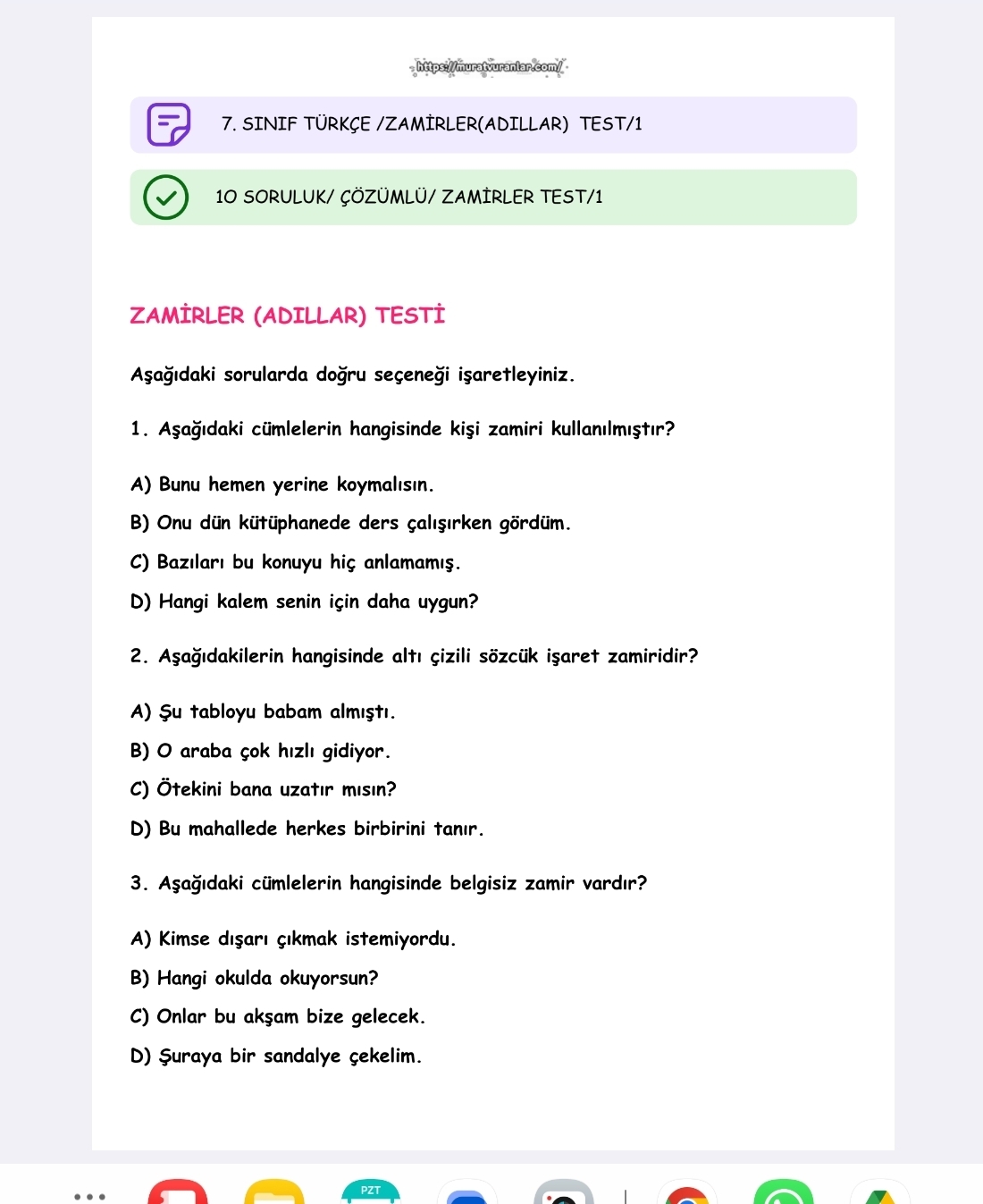 ZAMİRLER TEST/2