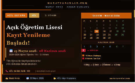 Açık Öğretim Lisesi kayıt yenileme işlemleri başladı