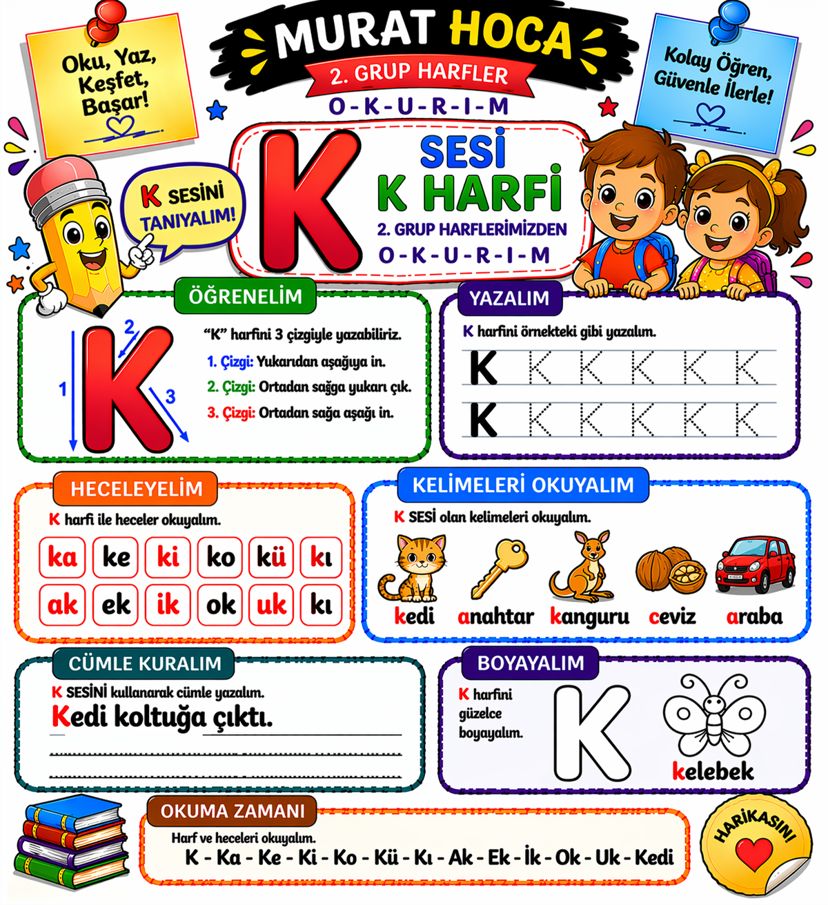 1. Sınıf K Sesi Okuma Yazma Etkinlikleri ve Çalışma Sayfaları