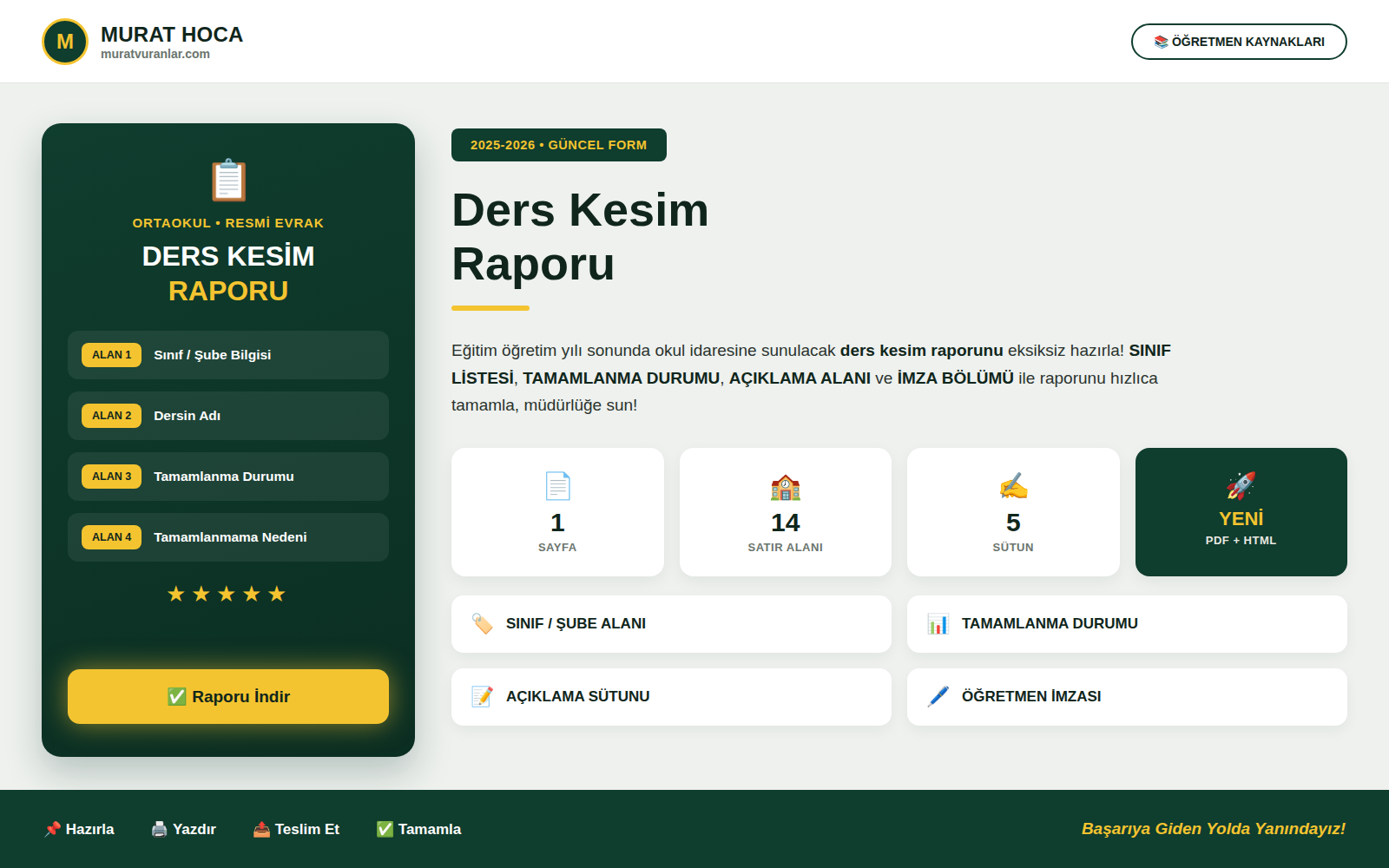 Ders Kesim Raporu