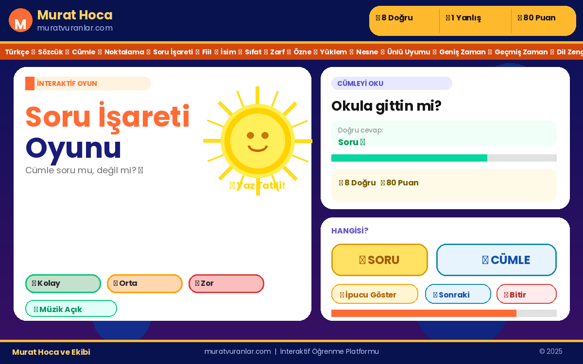 Soru İşareti Oyunu | İnteraktif Türkçe Oyunu