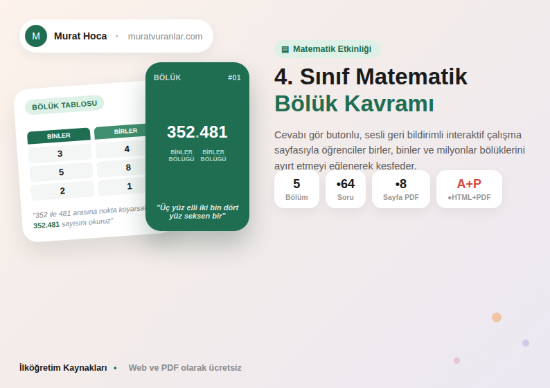 4. Sınıf Matematik - Doğal Sayılar 2 - Bölük Kavramı