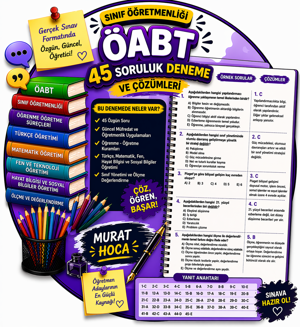 Sınıf Öğretmenliği ÖABT 45 Soruluk Deneme ve Çözümleri