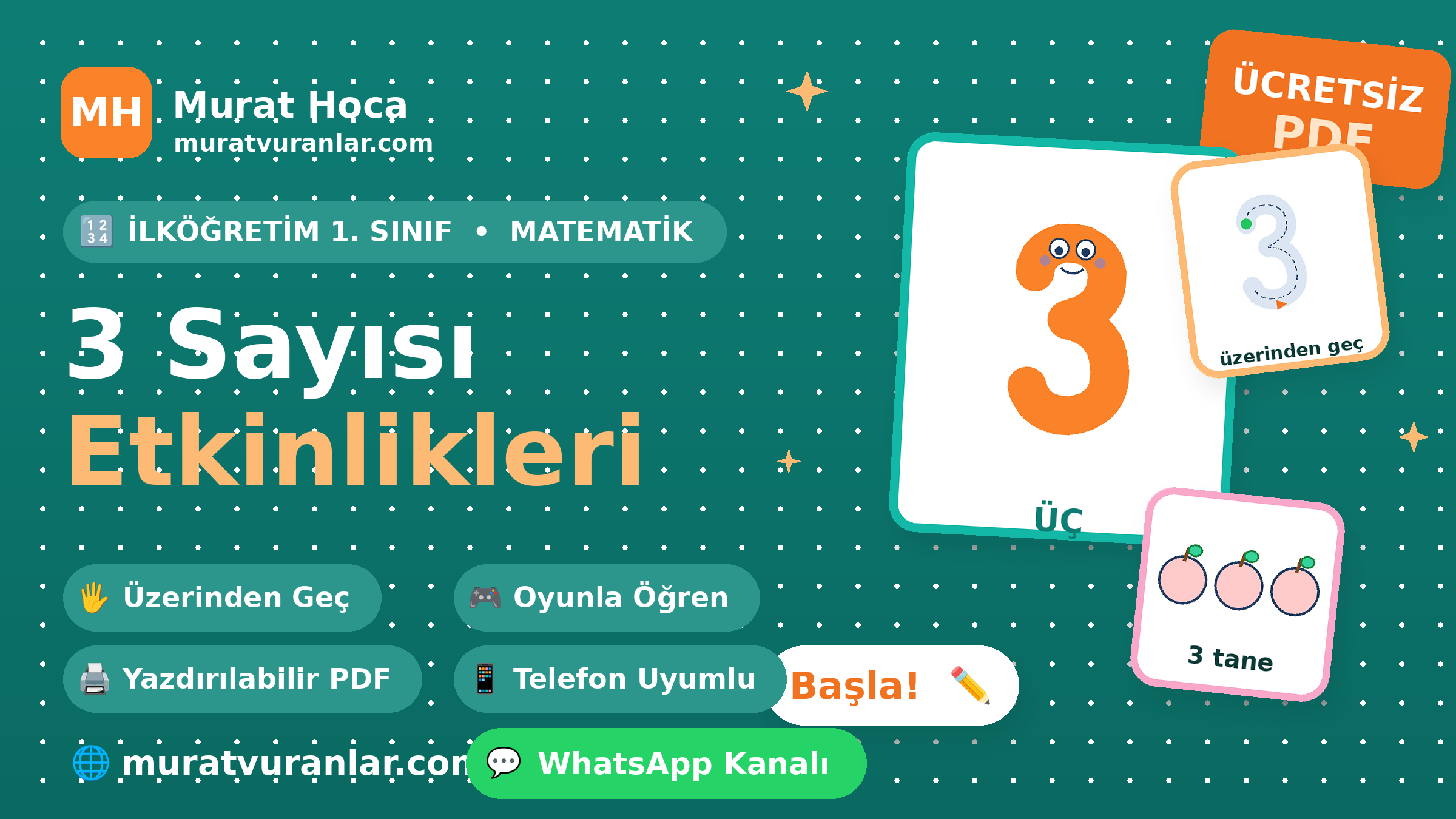 3 Sayısı Etkinlikleri – Yazma, Boyama, Üzerinden Geçme | Murat Hoca