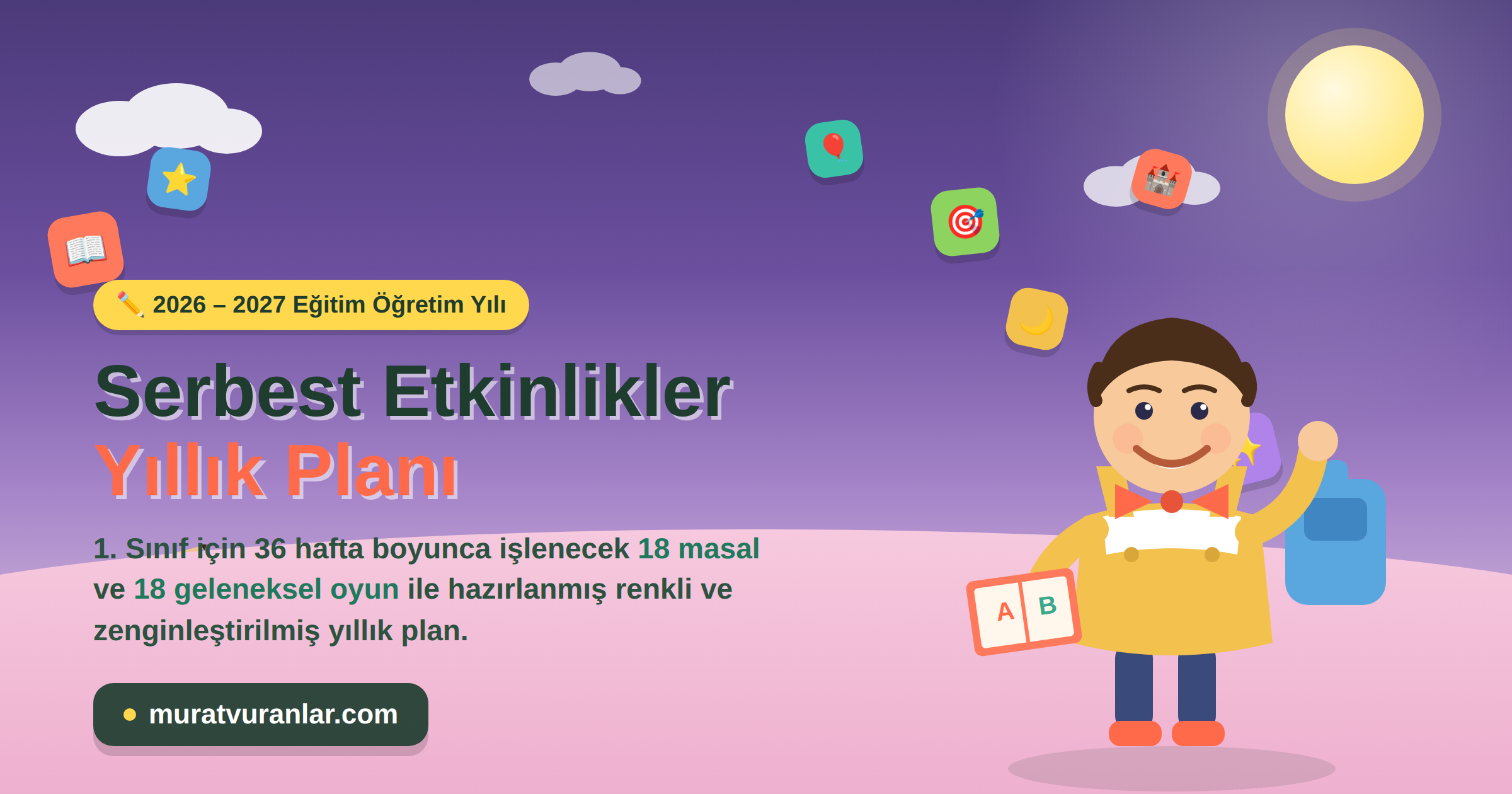 1. Sınıf Serbest Etkinlikler Yıllık Planı 2026-2027 | Masal ve Oyun