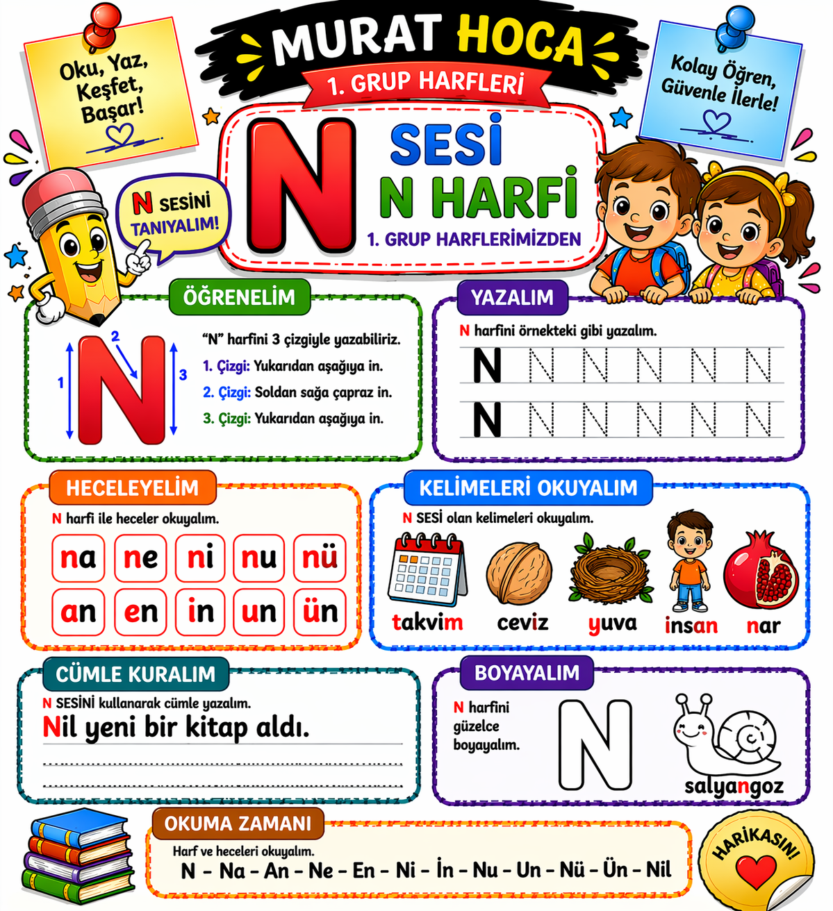 1. Sınıf İlk okuma Yazma N Sesi Kapsamlı Etkinlik Fasikülü