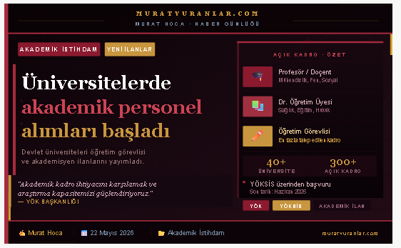 Üniversitelerde akademik personel alımları başladı