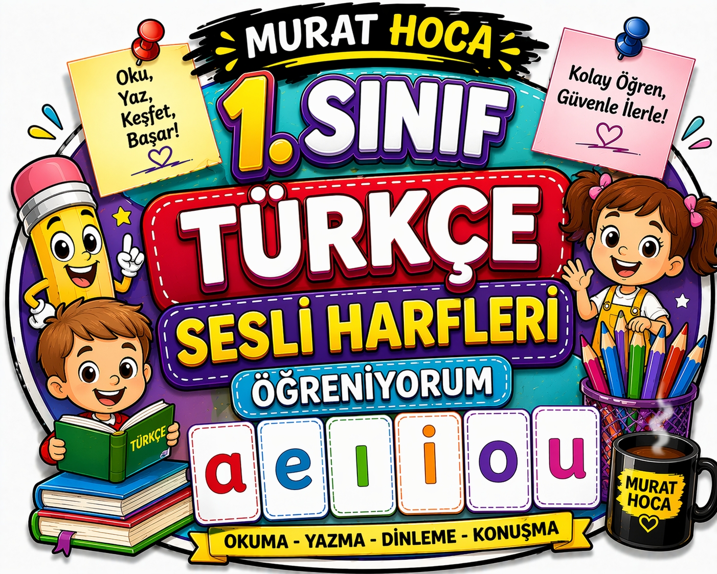 1. Sınıf Türkçe Eğitimi: Sesli Harfler, Okuma-Yazma Etkinlikleri ve İnteraktif Çalışma Kağıtları